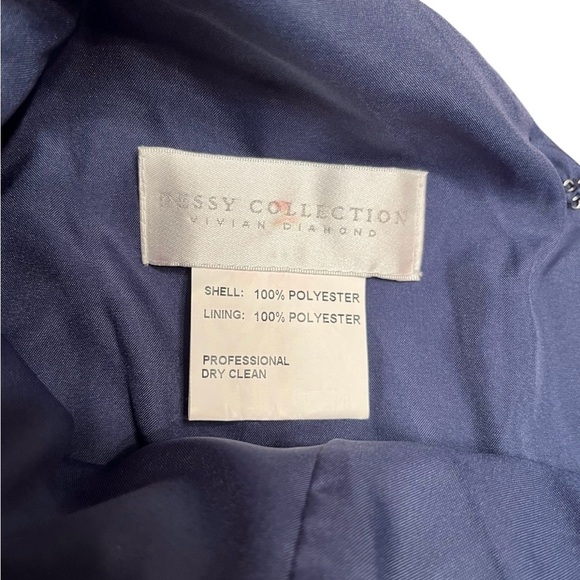 Dessy Collection #2989 Blue Lux Chiffon V Neck Floor Length Dress Size 12 - Picture 10 of 12